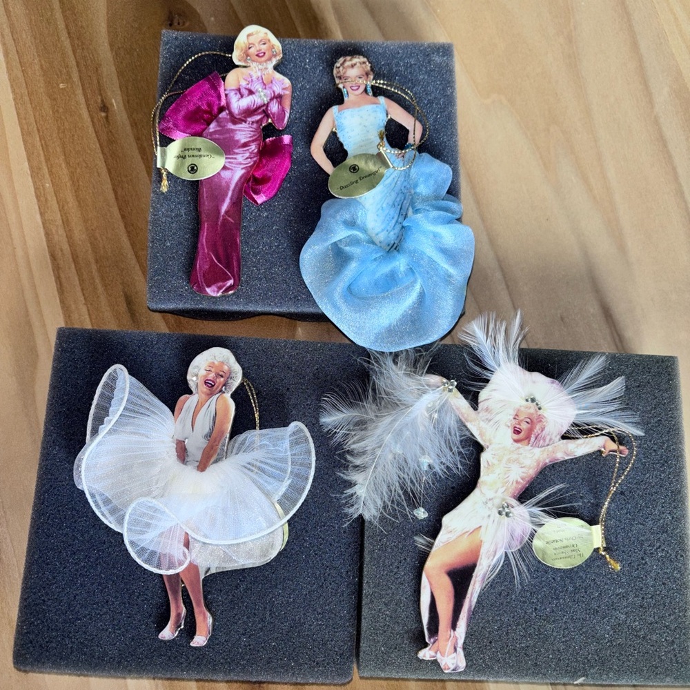 2001 New The Glamorous Miss Monroe Bradford Edition Christmas Ornament Set of 4